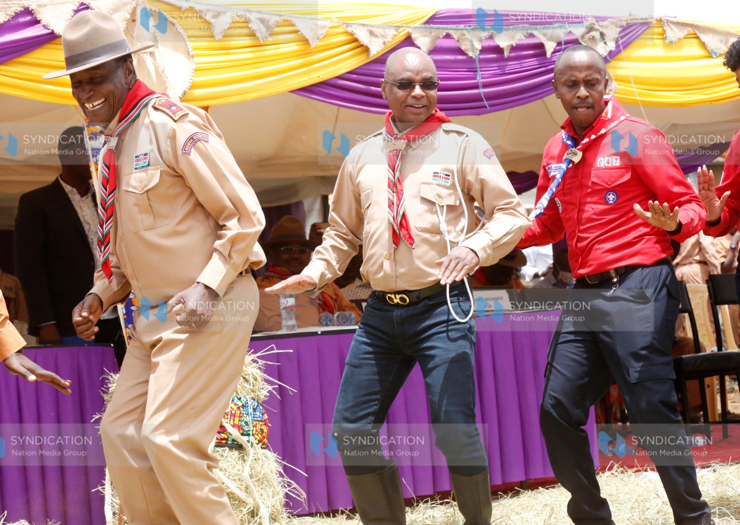 Chief Scout of the Kenya Scouts Association (KSA) Prof Jacob Kaimenyi, Senate Speaker Amason Kingi and Dagoretti South MP John Kiarie