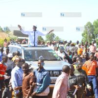 Manson Nyamweya addressing his supporters at Egetuki Township