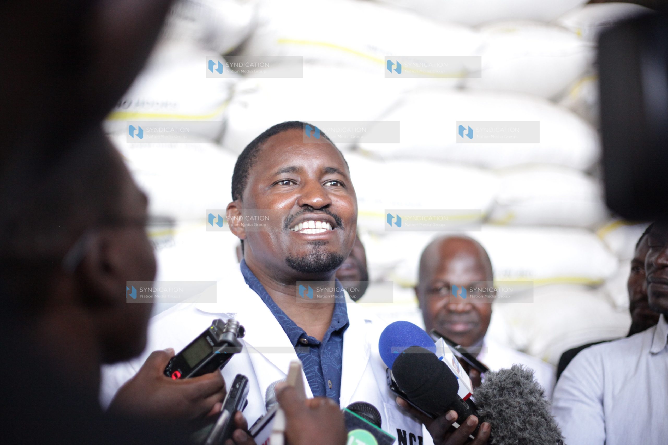 Agriculture CS Mwangi Kiunjuri addresses the press