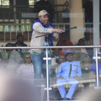 Ledama Ole Kina addresses a public rally at Gusii Stadium