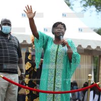 Gladys Wanga speaks at the burial of Kabondo Kasipul MP