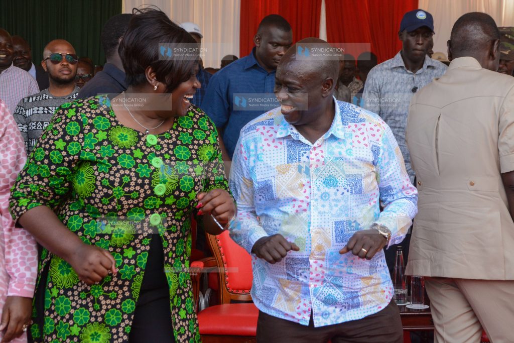 Gladys Wanga, Homabay Governor (Left) and Rigathi Gachagua in a dance