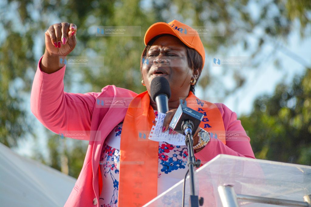 Gladys Wanga addressing a gathering