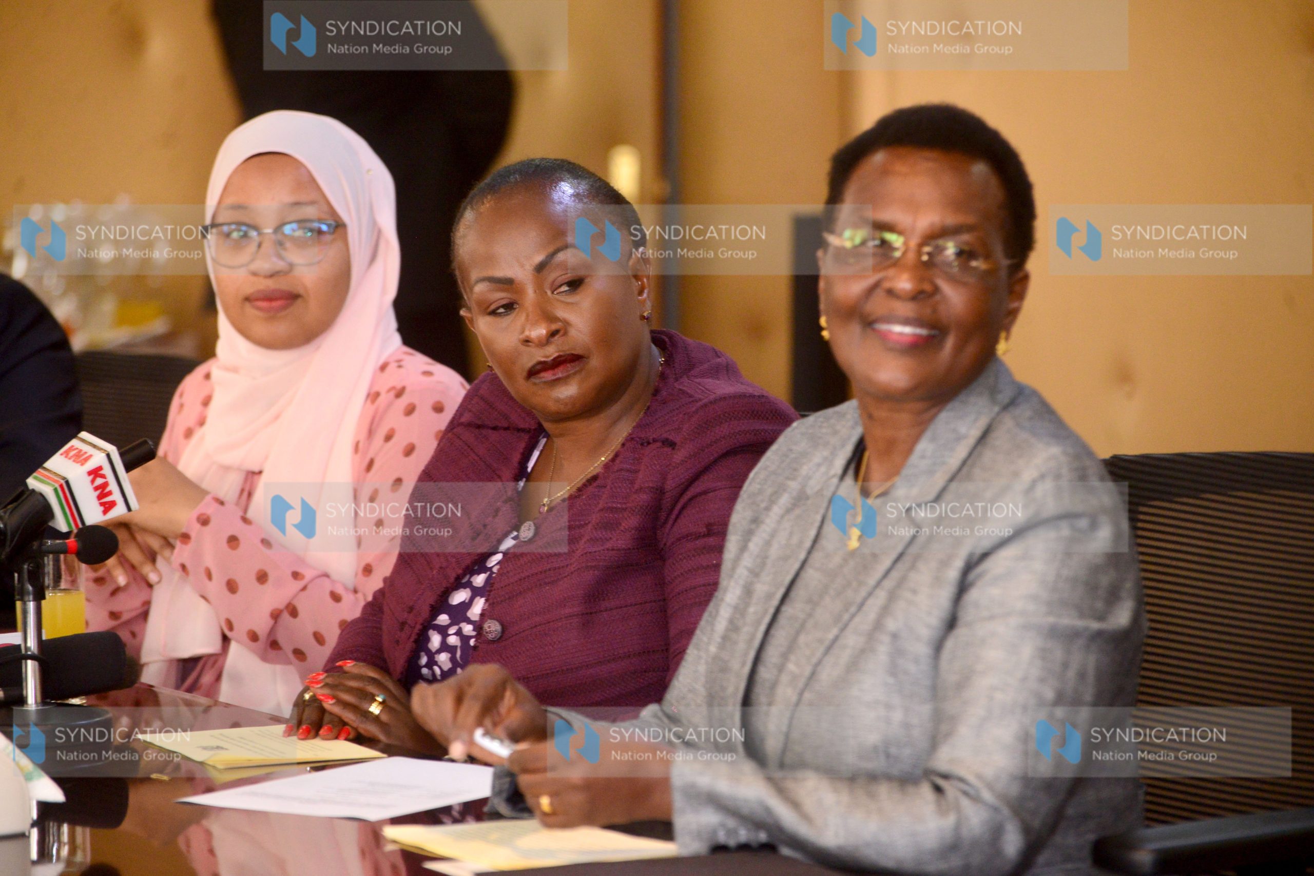 Youth CAS Nadia Ahmed Abdalla, CAS Transport Wavinya Ndeti and PS Maritime Nancy Karigithu