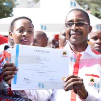Murang'a governor Mwangi Wa Iria displays his nomination certificate