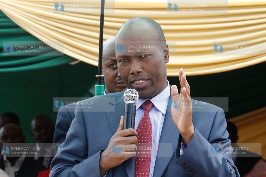 Nakuru Governor Lee Kinyanjui speaks during the groundbreaking ceremony
