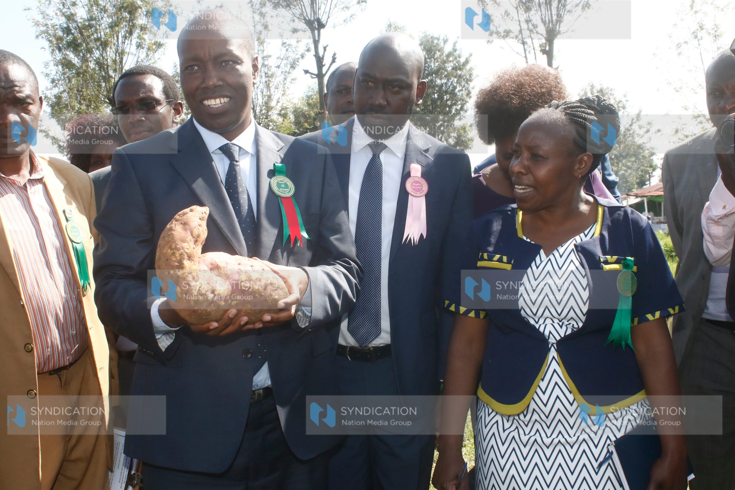 Nakuru County Governor Lee Kinyanjui, with his Deputy Erick Korir and CEC for Agriculture