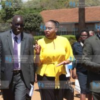 Education Principal Secretary Belio Kipsang is welcomed by Nyeri deputy governor Caroline Karugu