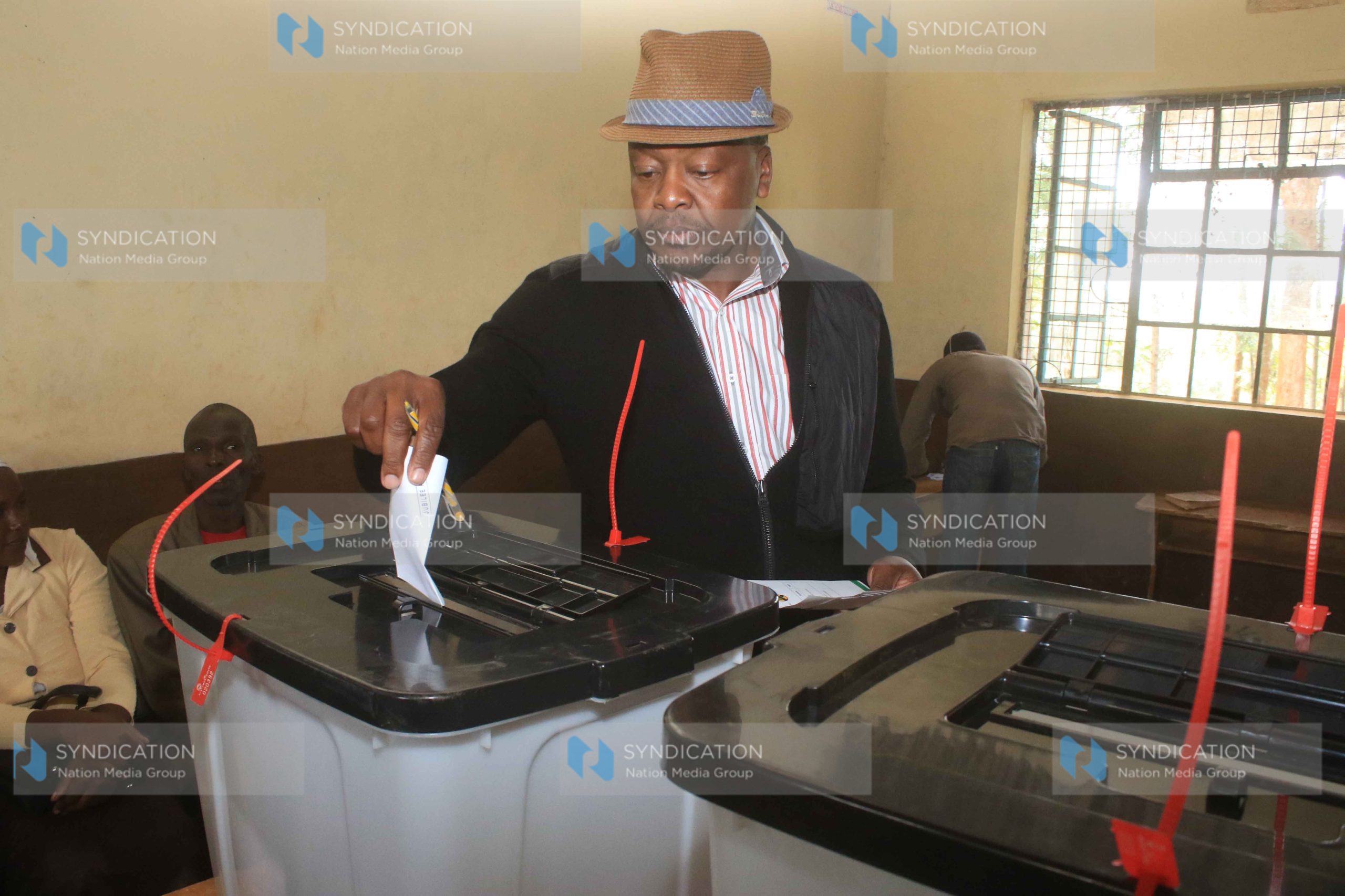 Nyeri Senator Mutahi Kagwe casts his vote during Jubilee nominations