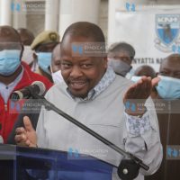 Health Cabinet Secretary Mutahi Kagwe addresses a press conference