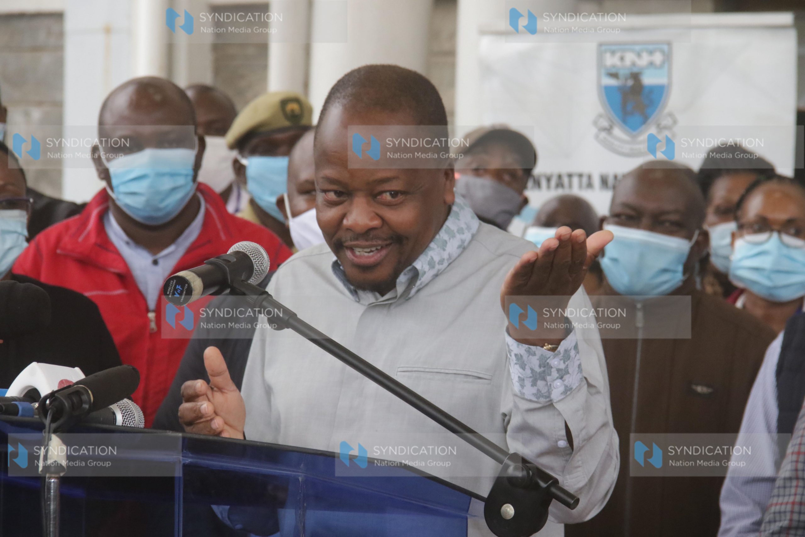 Health Cabinet Secretary Mutahi Kagwe addresses a press conference