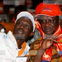 ODM Secretary General candidate Ababu Namwamba with Nominated MP Oburu Odinga