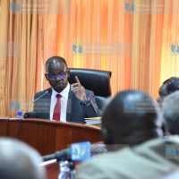 Senate PAIC chairman Moses Kajwang' during a probe