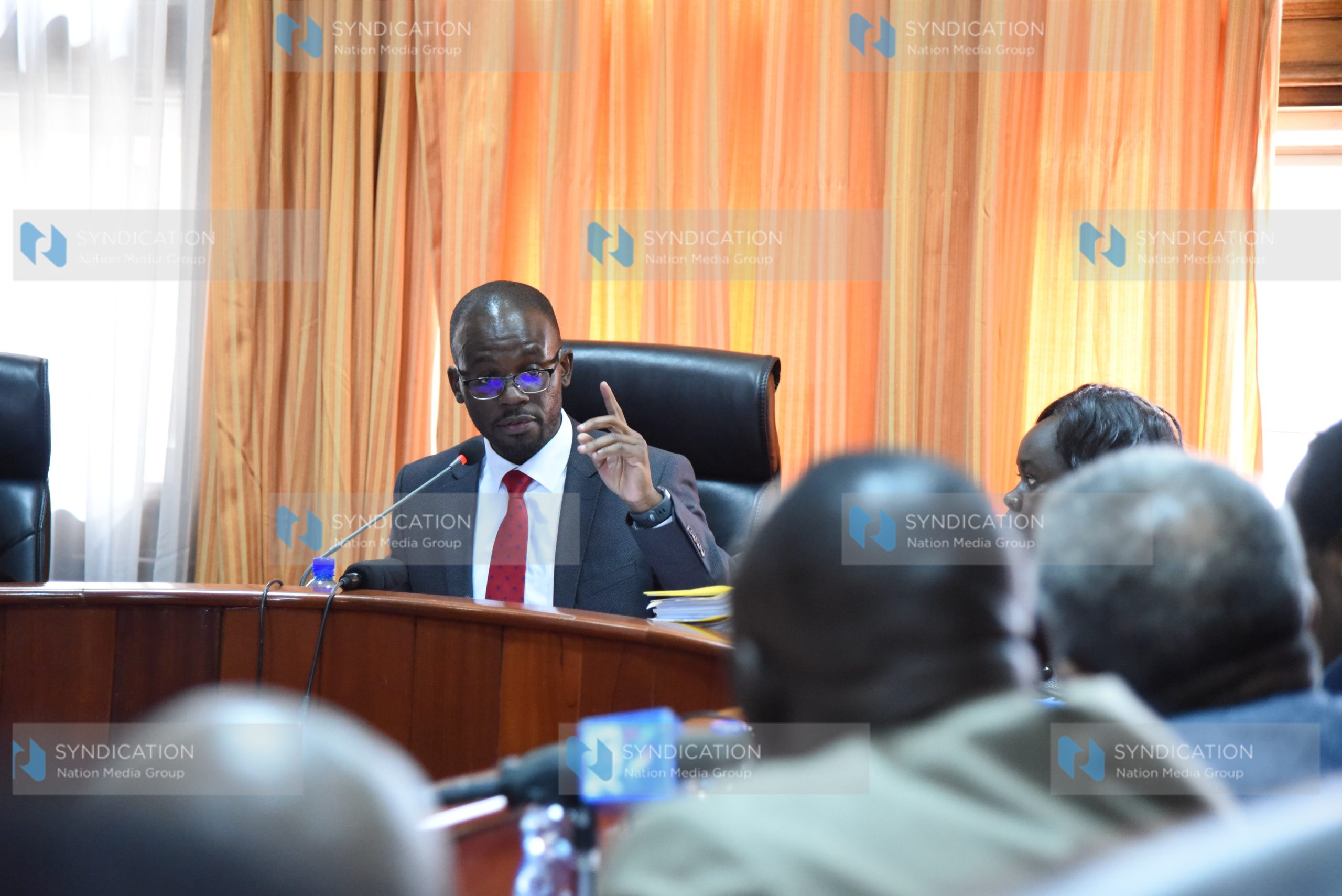 Senate PAIC chairman Moses Kajwang’ during a probe