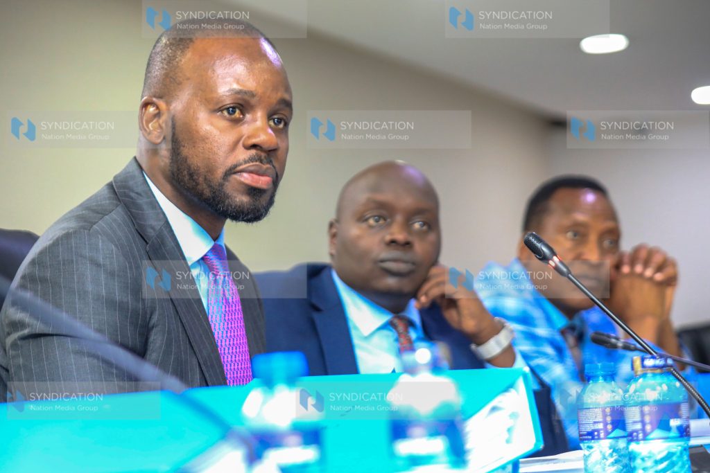 Chairperson Senate Public Accounts Committee Moses Kajwang Sen. Cherarkey Samson and Richard Onyonka