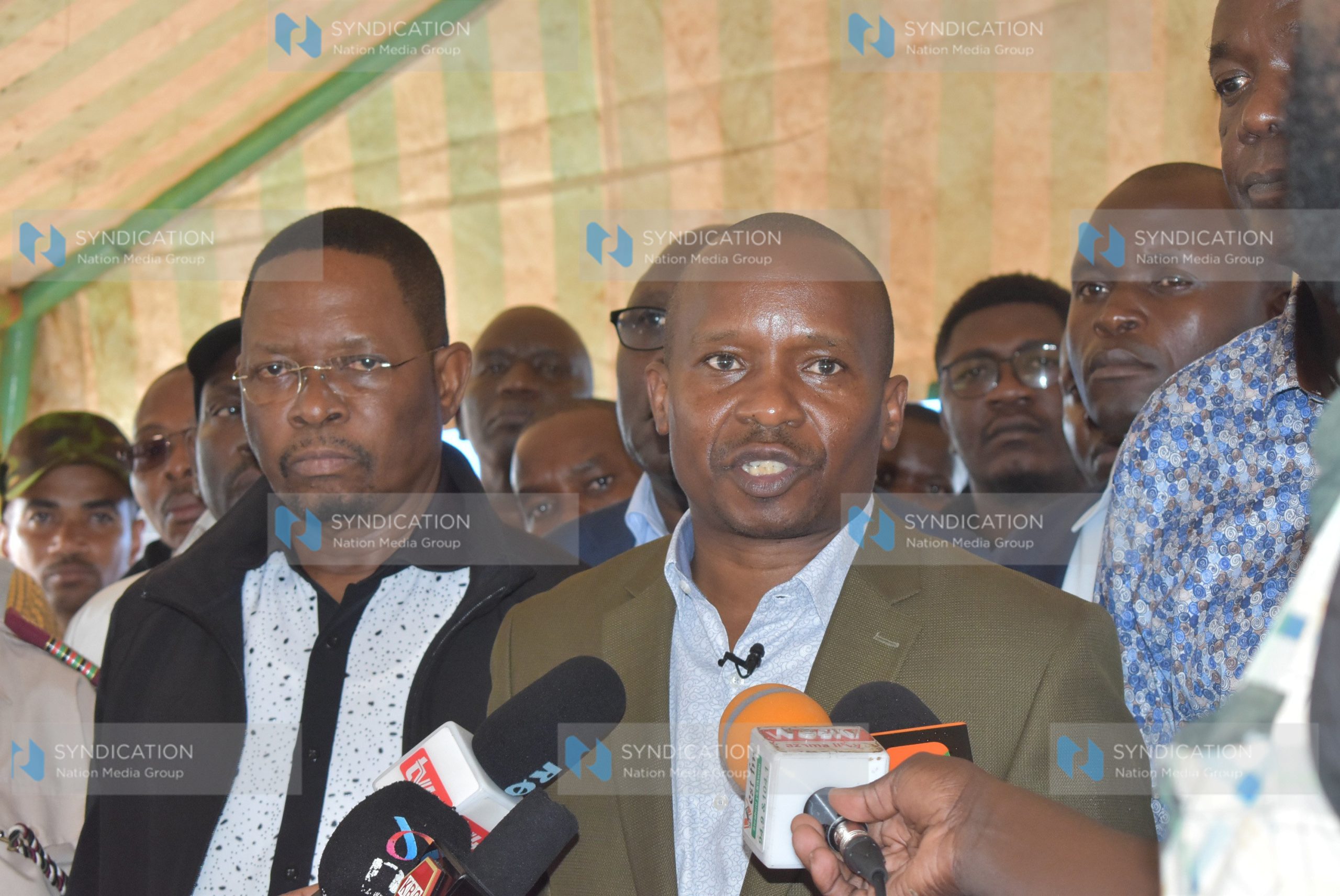 Cabinet Secretary Interior Kithure Kindiki addresses the press at Shakahola Command Centre