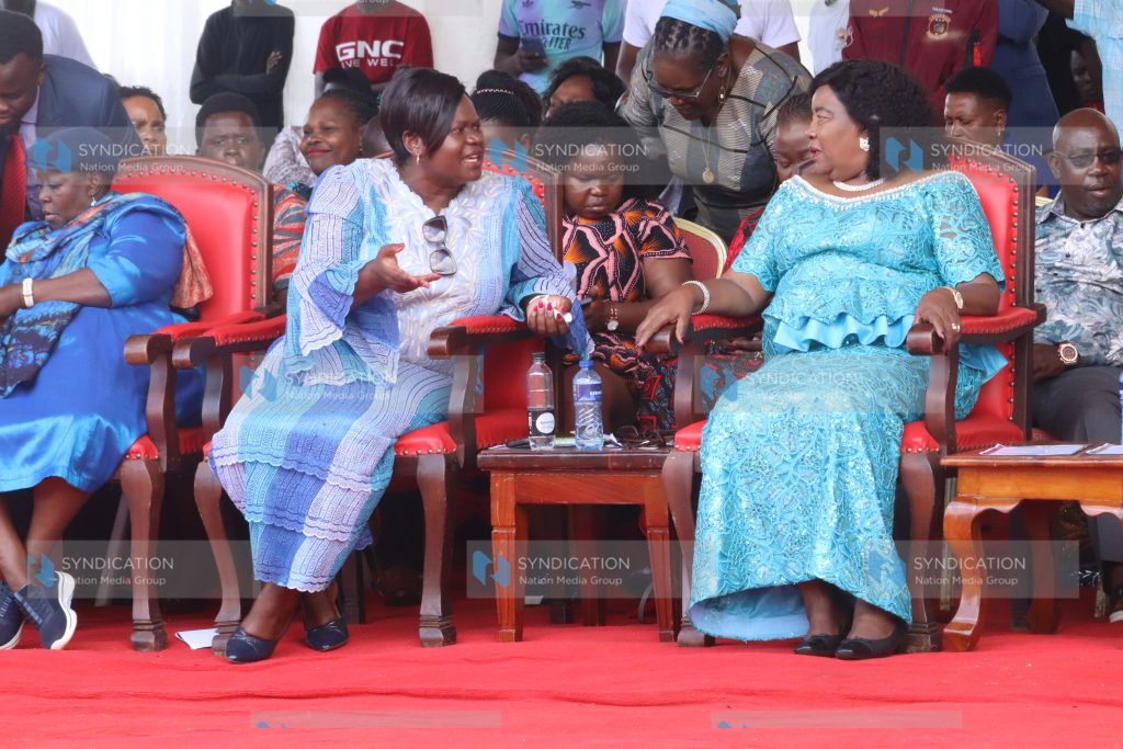 Homa Bay Governor Gladys Wanga chats with Ida Odinga