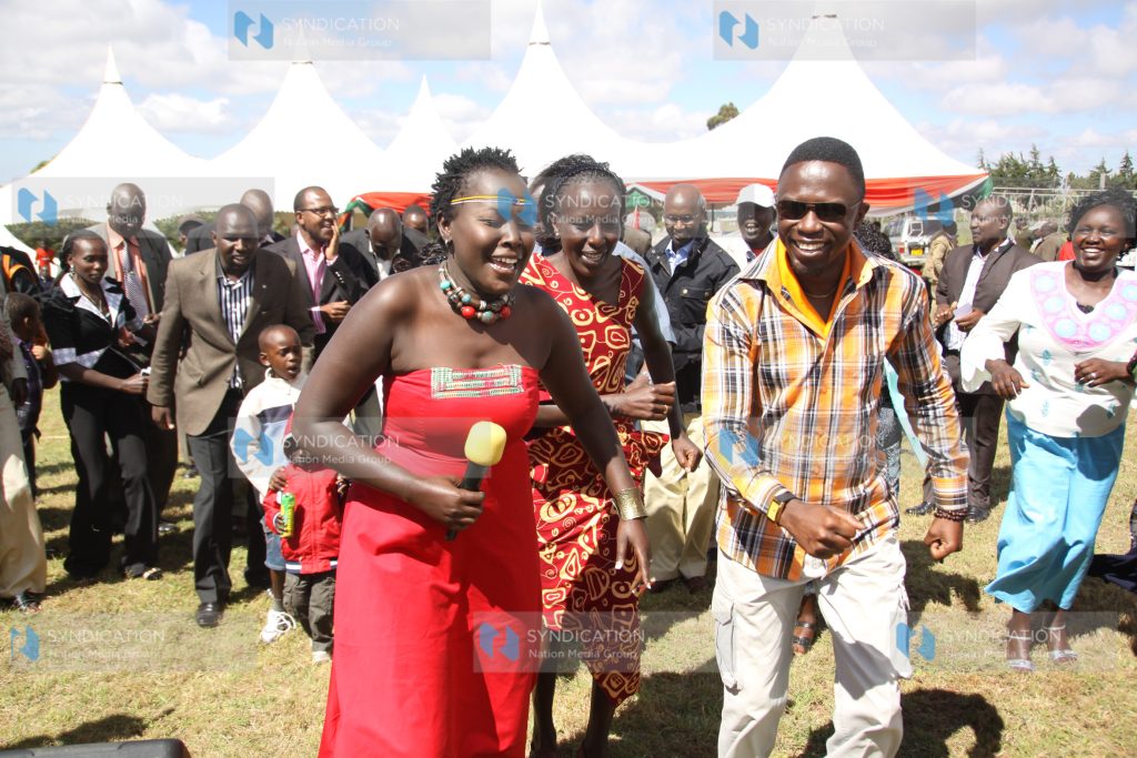 Sports Minister Ababu Namwamba, Kenyan-born Dutch athlete Lornah Kiplagat, and other guests joined gospel artist Emmy Kosgey