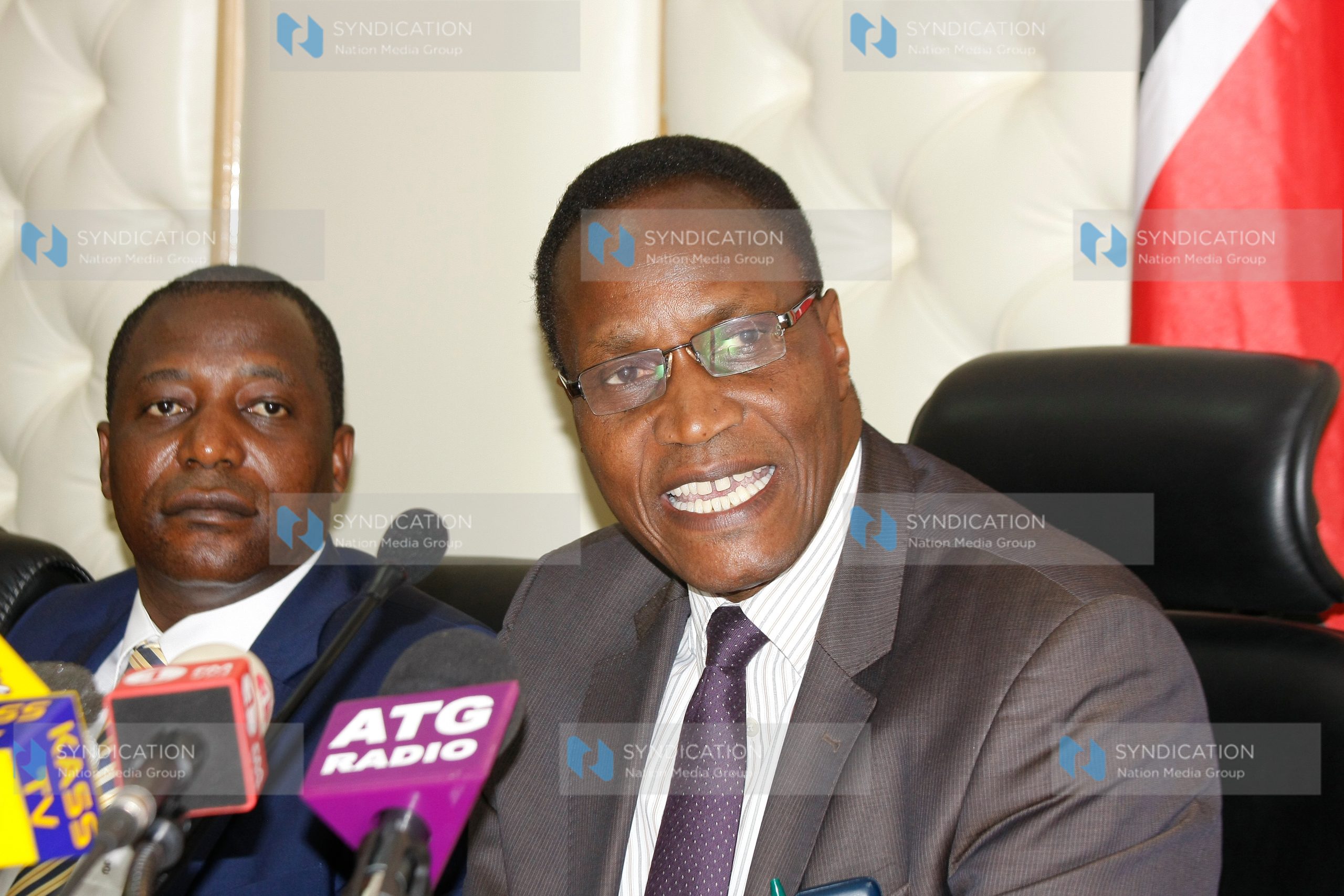 Education cabinet secretary Jacob Kaimenyi briefs the media