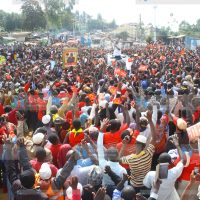 President Uhuru Kenyatta addressing the residents of Nyamira town