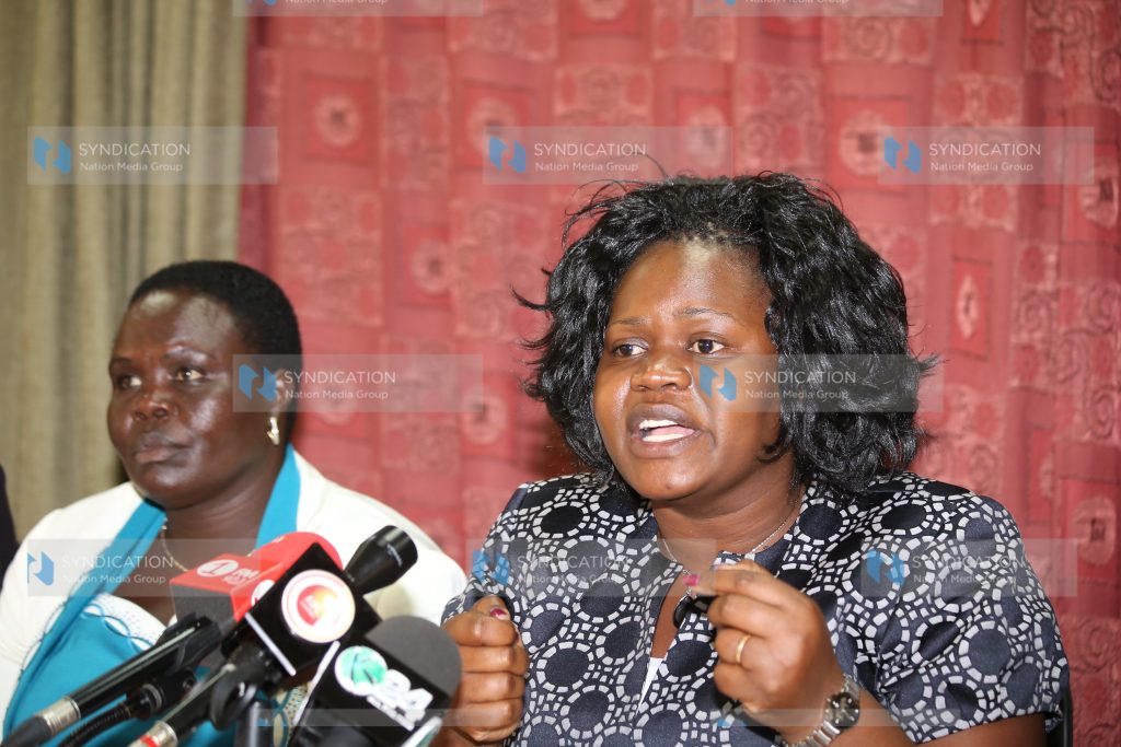Homa Bay Women Representative Gladys Wanga flanked by her Nandi counterpart