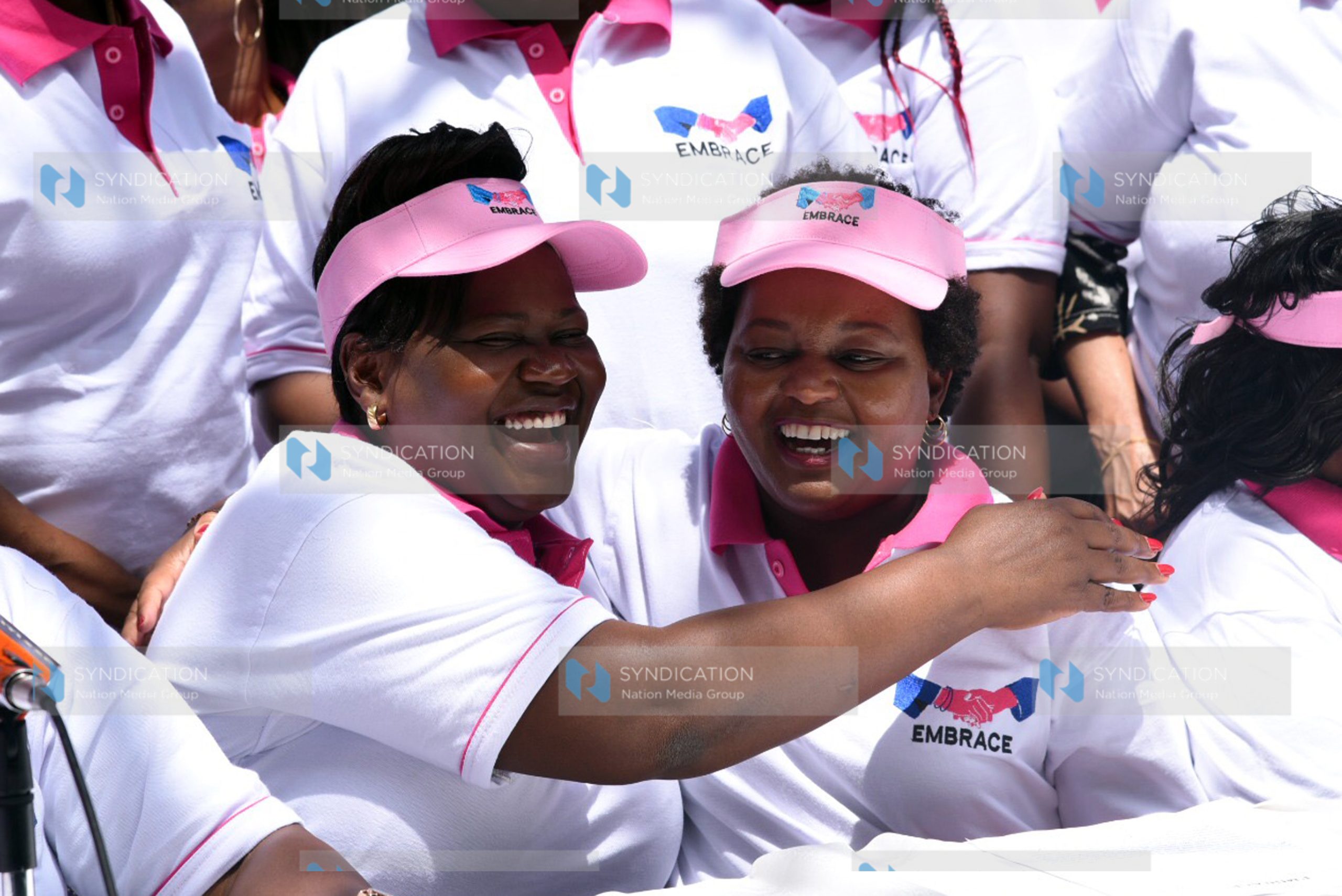 Kirinyaga Governor Anne Waiguru embracing Homa Bay Woman Representative Gladys Wanga