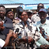 Homa Bay Governor Gladys Wanga speaks to journalists