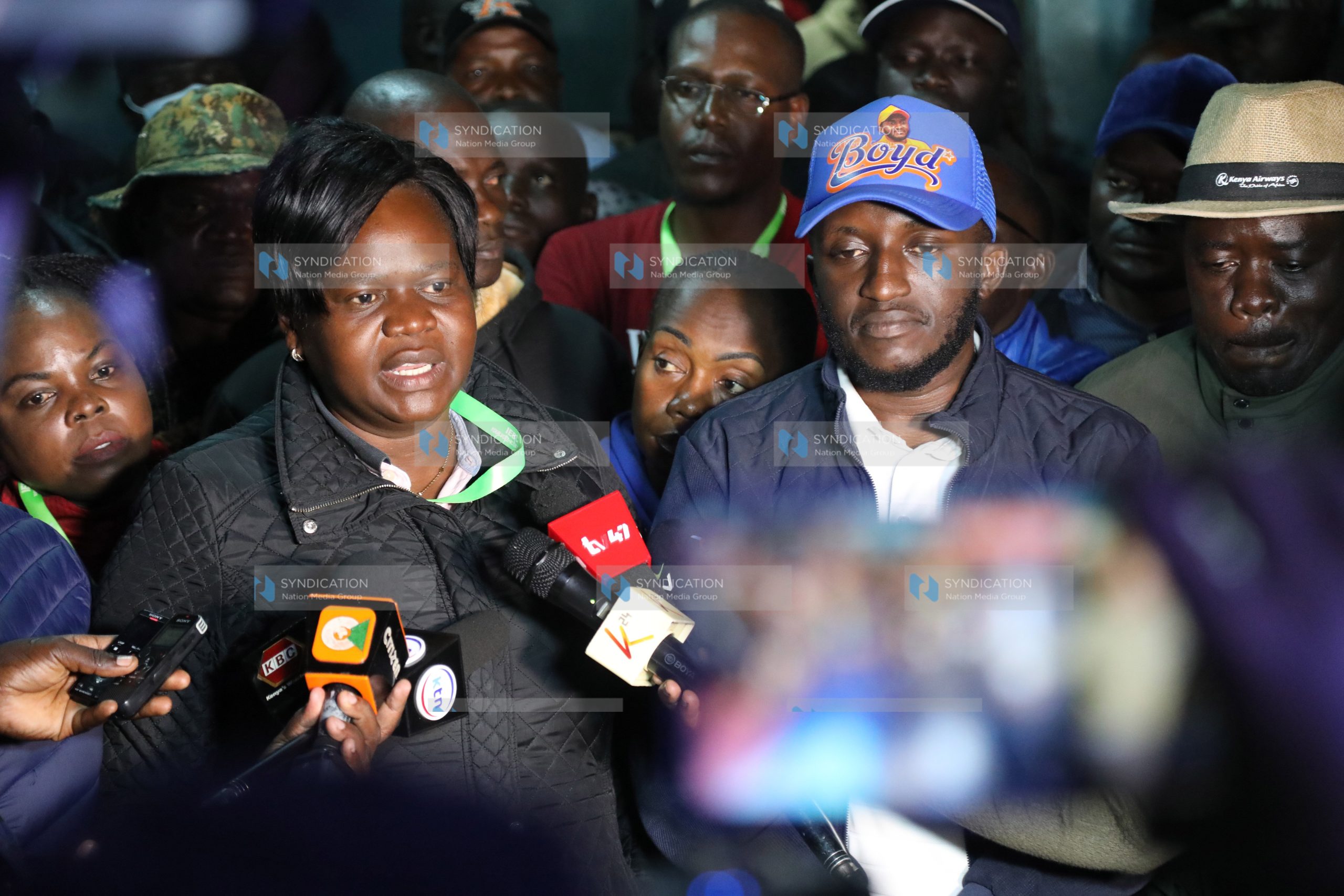 ODM National chairperson Gladys Wanga and Kasipul MP-elect Boyd Were address journalists