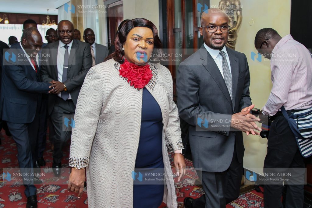 PS for the State Department for Internal Security and National Administration Dr. Raymond Omollo and PS for the State Department for Public Service and Human Capital Development Dr. Jane Kere Imbunya