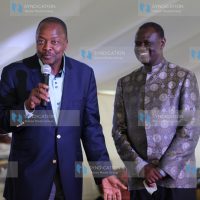 Senator for Nyeri County Mutahi Kagwe flanked by Meru Senator Kiraitu Murungi