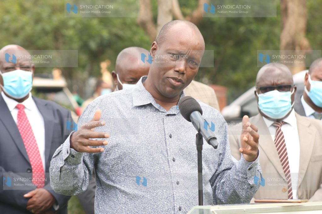 Nakuru County Governor Lee Kinyanjui speaking to journalists on Nakuru City Charter award preparations
