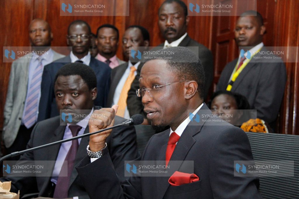 Ababu Namwamba appears before the National Assembly’s Powers and Privileges Committee