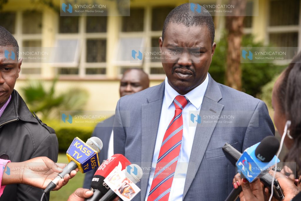 Uasin Gishu County Governor Jackson Mandago addresses the press in Eldoret town