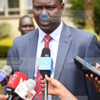 Uasin Gishu County Governor Jackson Mandago addresses the press in Eldoret town