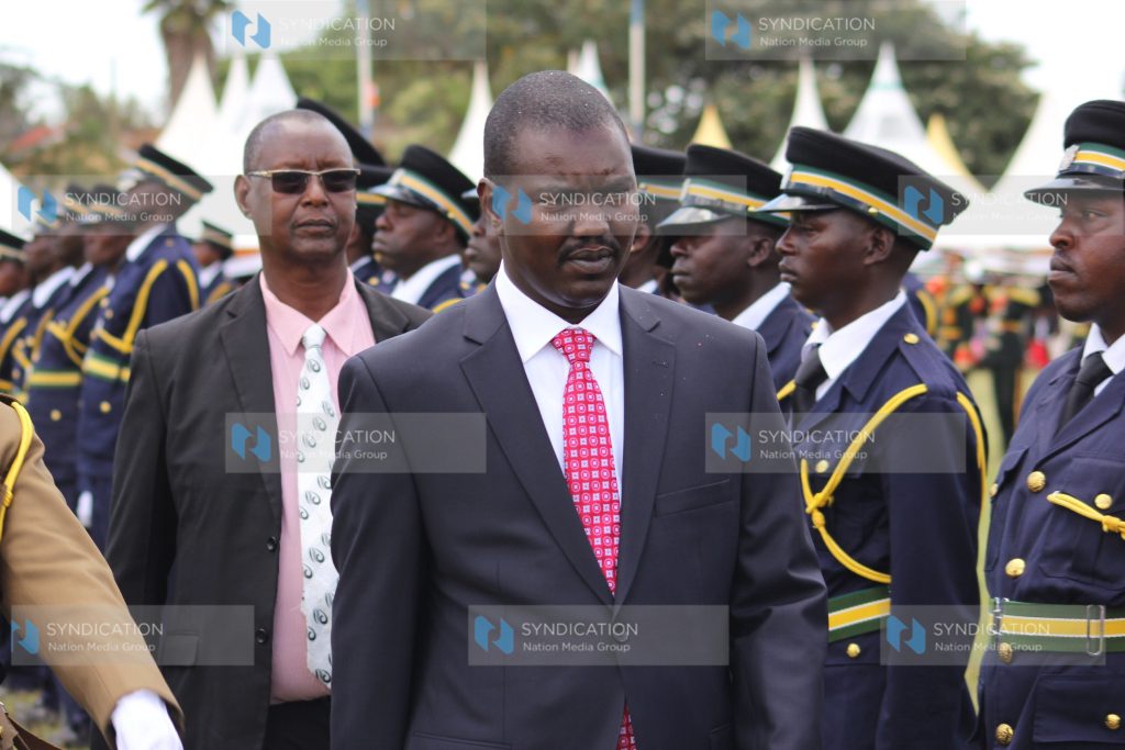Governor Jackson Mandago inspects a guard of honour