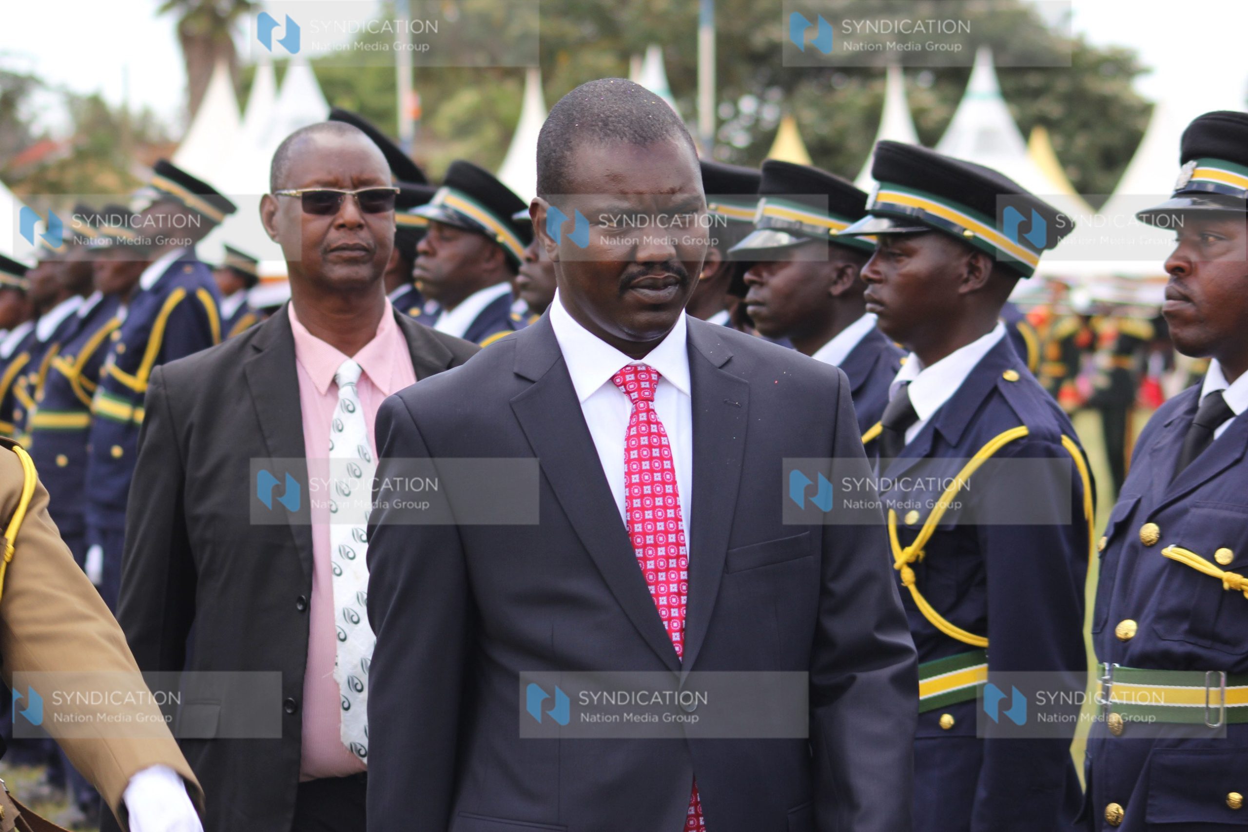 Governor Jackson Mandago inspects a guard of honour