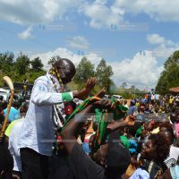 Boni Khalwale, Kakamega Senator of Ford Kenya, campaigns at Shikhuyu in Kakamega