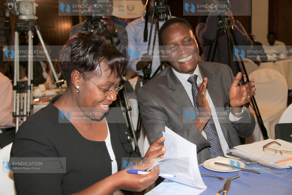 Education Cabinet Secretary Prof Jacob Kaimenyi with Kenya National Commission for UNESCO Secretary General Dr. Evangeline Njoka