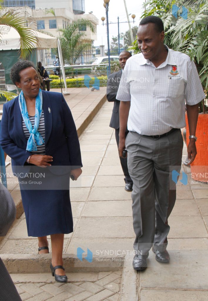 TSC Dr Salome Gichura escorts Education cabinet secretary Prof. Jacob Kaimenyi
