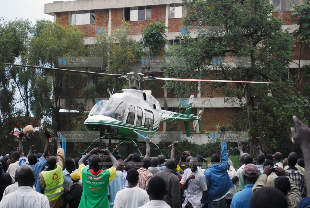 KNC presidential candidate Peter Kenneth of Eagle's chopper