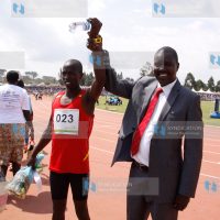 Uasin Gishu County Governor Jackson Mandago congratulates Kiprotich Kurgoi