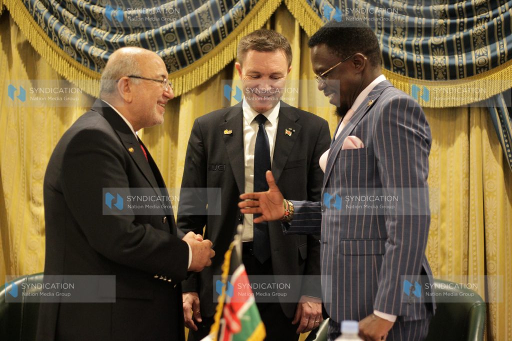 Union of International Cycling President David Lappartient witnesses Confederation of African Cycling President Mohamed Wagih meeting Cabinet Secretary Ministry of Arts, Sports and Youth Ababu Namwamba