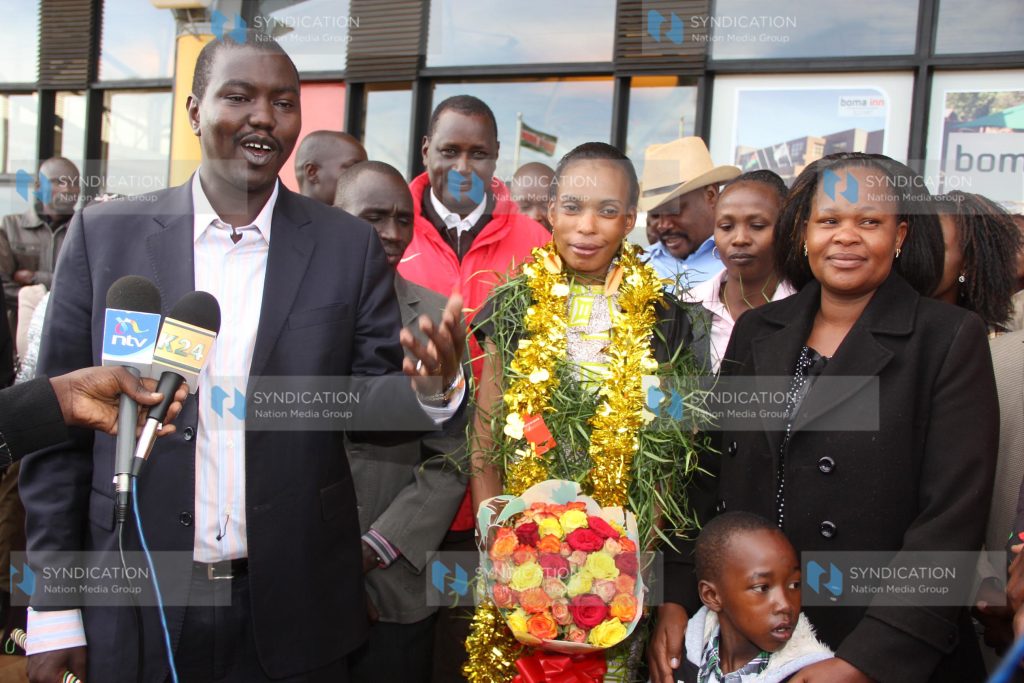Uasin Gishu County Governor Jackson Mandago, Rita Jeptoo, the 2013/2014, world marathon major winner
