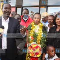 Uasin Gishu County Governor Jackson Mandago, Rita Jeptoo, the 2013/2014, world marathon major winner