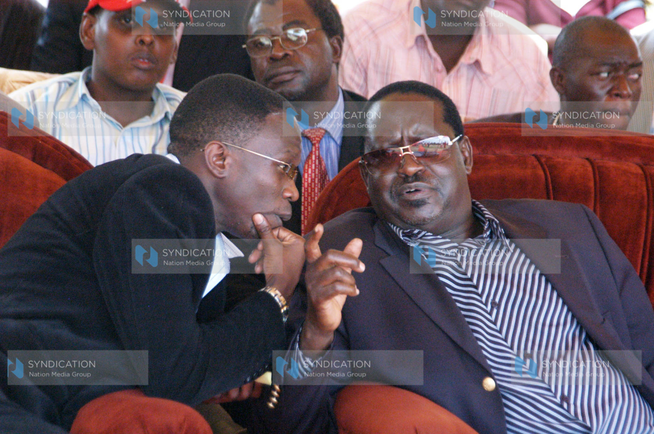 Prime Minister Raila Odinga talks to Budalangi MP Ababu Namwamba