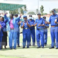 Police officers and members of the clergy in Changamwe, Mombasa County