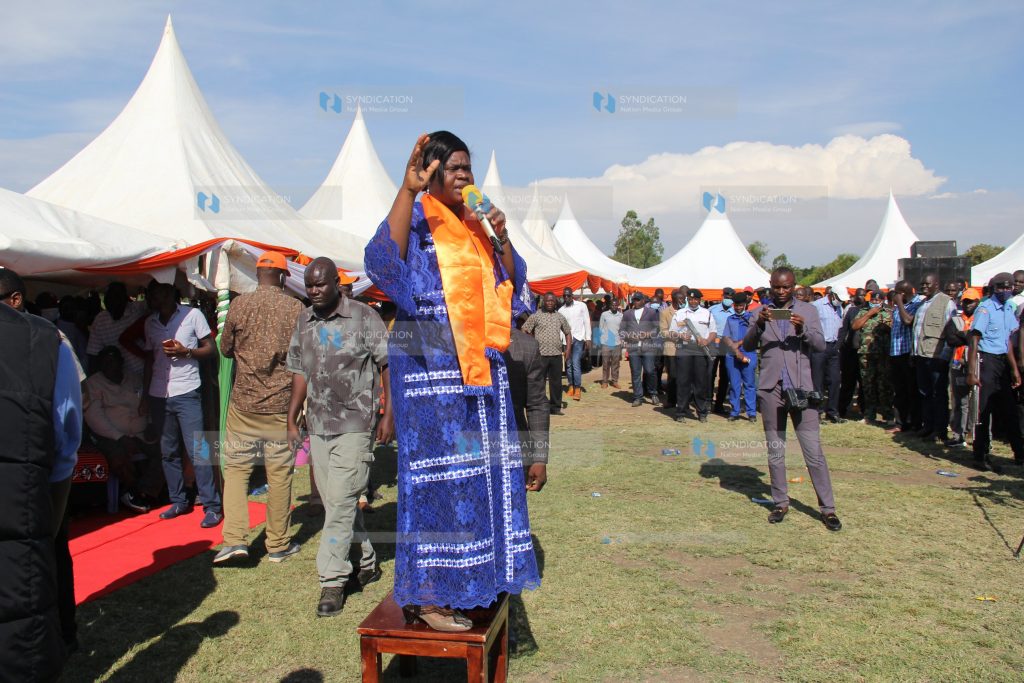 Homa Bay Woman Representative Gladys Wanga address mourners