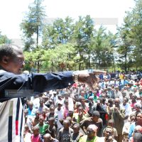 Cyrus Jirongo, addresses a campaign rally at Solio sports ground