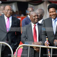 President Uhuru Kenyatta with Narok Governor Samuel ole Tunai and Senator Ledama Ole Kina