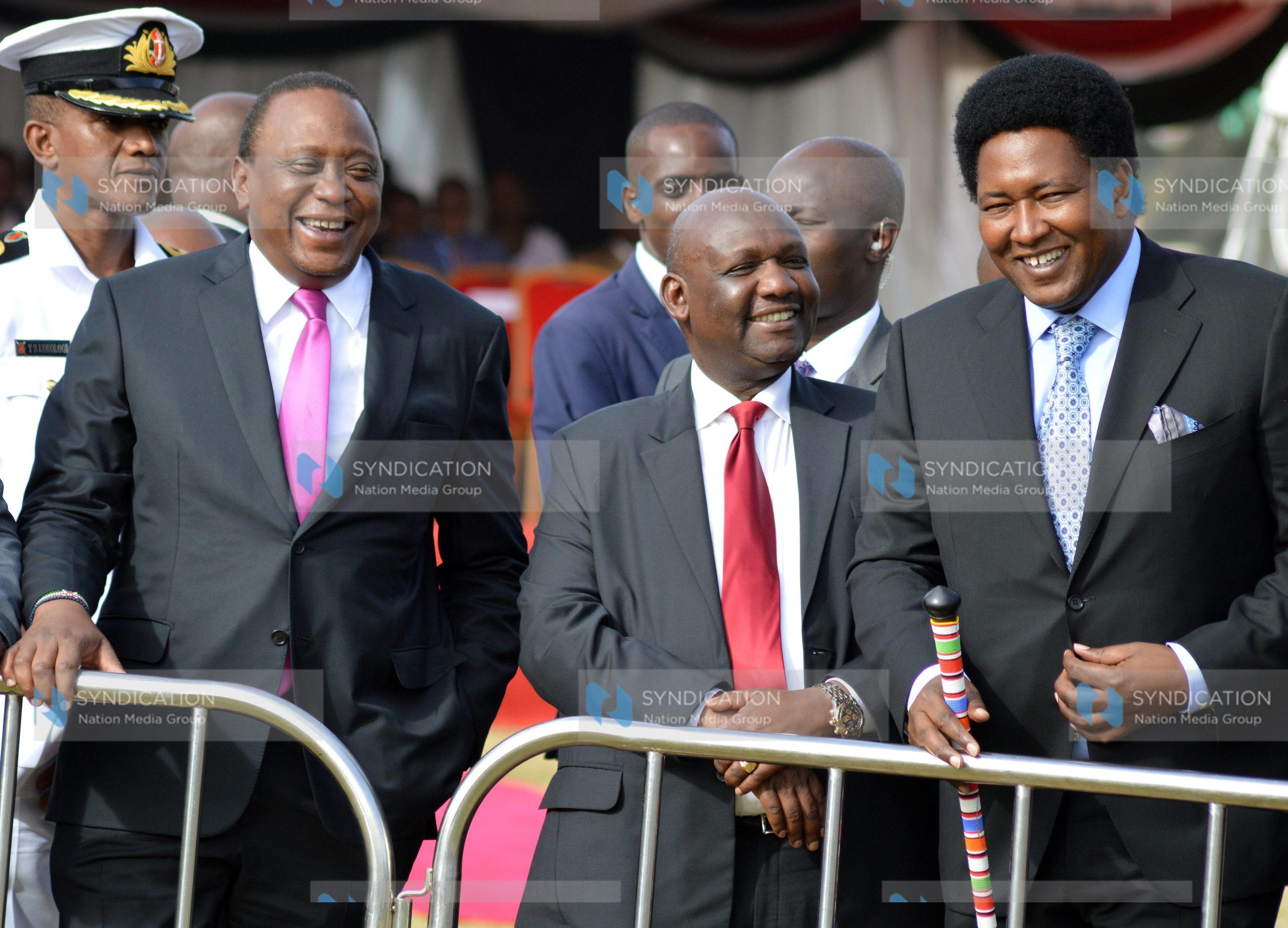 President Uhuru Kenyatta with Narok Governor Samuel ole Tunai and Senator Ledama Ole Kina